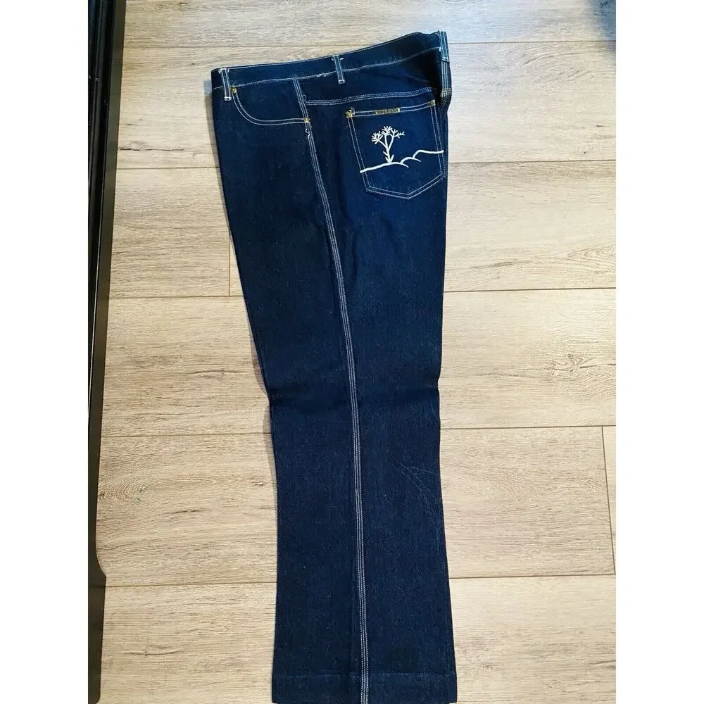 Vtg 80s Mens Jeans Jordan Denim Dark Wash Baggy Graphic Skater 40